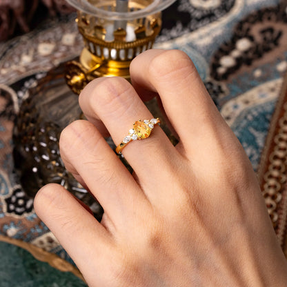 Sophisticated 4-Prong Pear-Cut Citrine Promise Ring