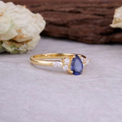 Sophisticated 4-Prong Pear-Cut Tanzanite Promise Ring