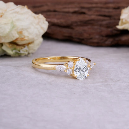 Sophisticated 4-Prong Pear-Cut Lab Diamond Promise Ring