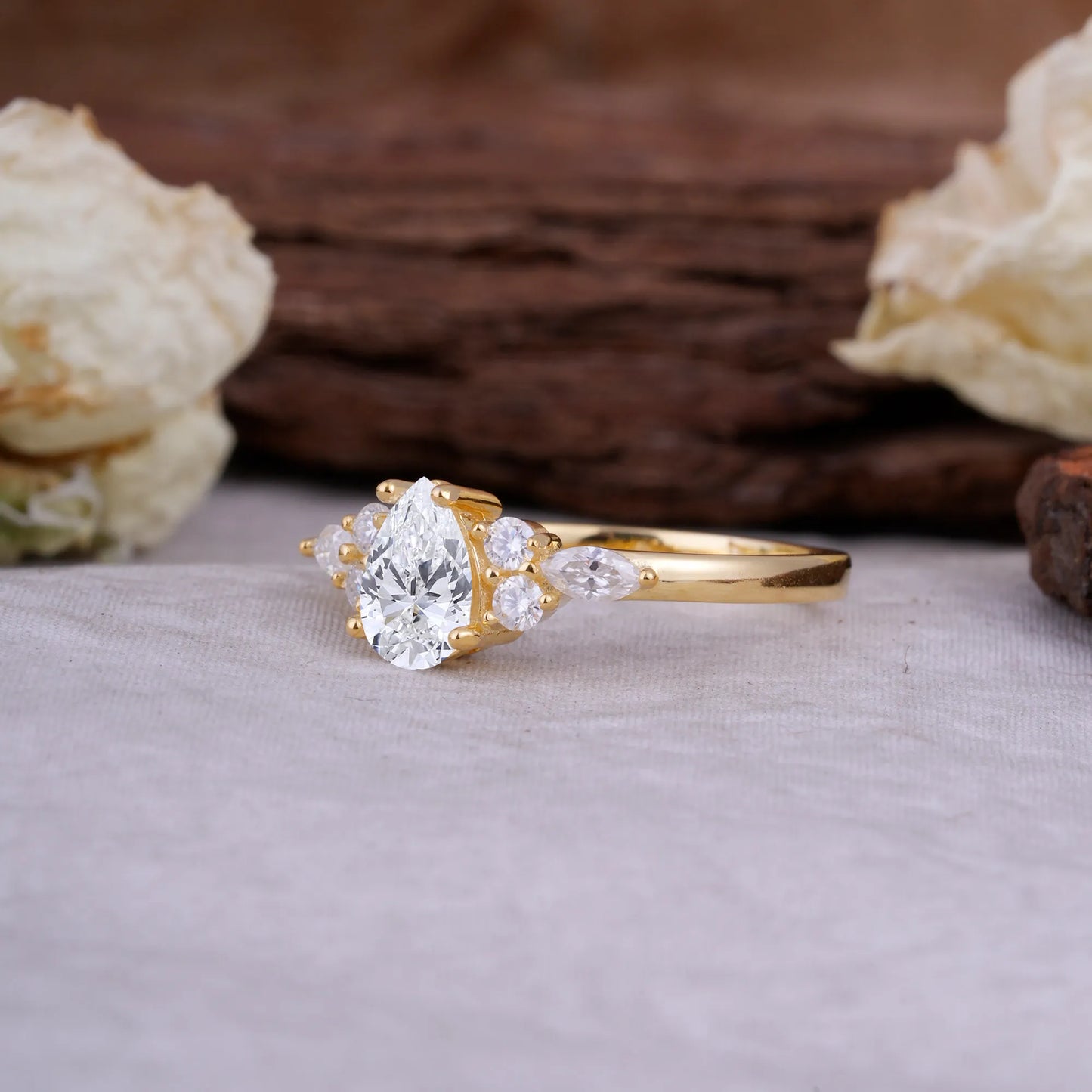 Sophisticated 4-Prong Pear-Cut Lab Diamond Promise Ring