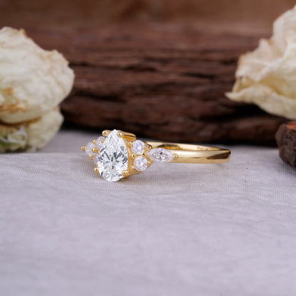 Sophisticated 4-Prong Pear-Cut Lab Diamond Promise Ring