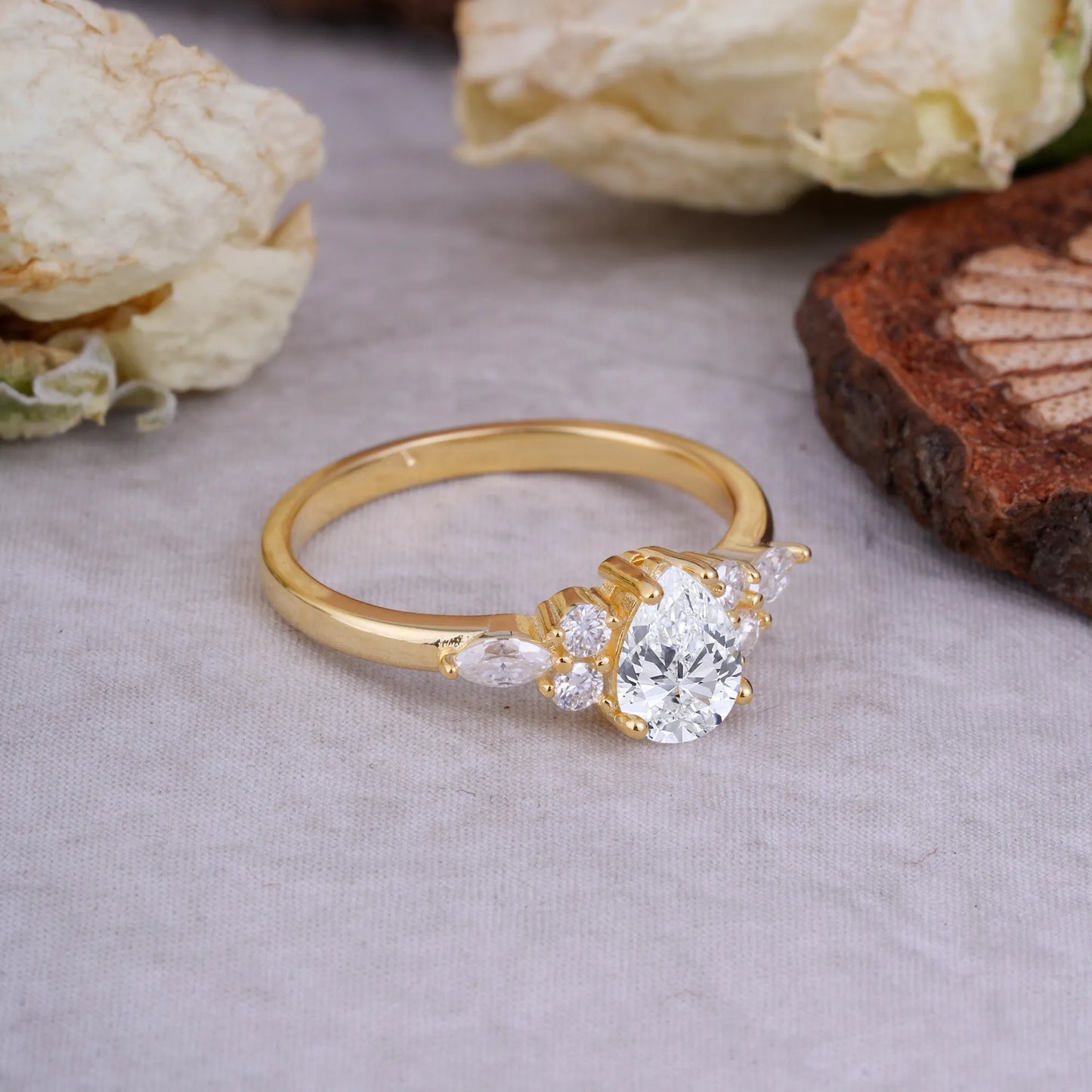 Sophisticated 4-Prong Pear-Cut Lab Diamond Promise Ring