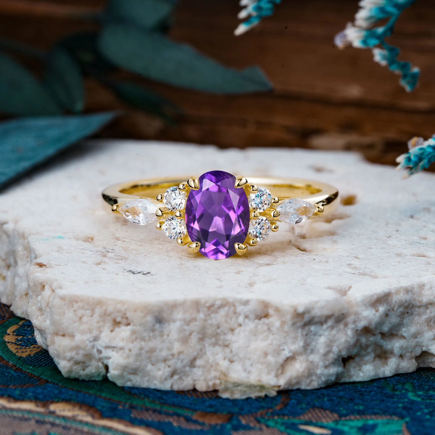 Custom made-Sophisticated 4-Prong Oval Cut Amethyst Engagement Ring(10*8)