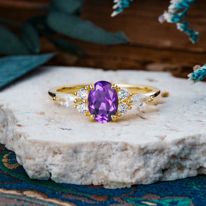 Custom made-Sophisticated 4-Prong Oval Cut Amethyst Engagement Ring(10*8)