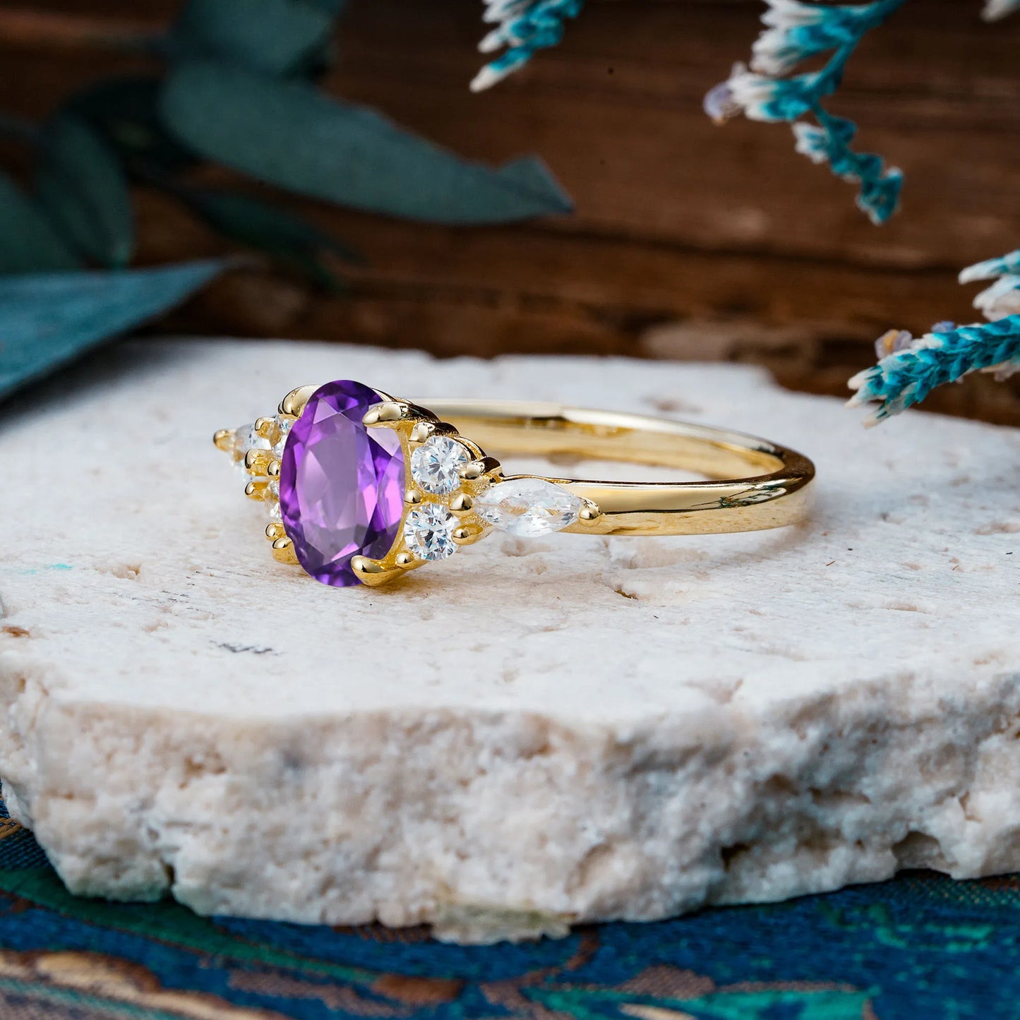 Custom made-Sophisticated 4-Prong Oval Cut Amethyst Engagement Ring(10*8)