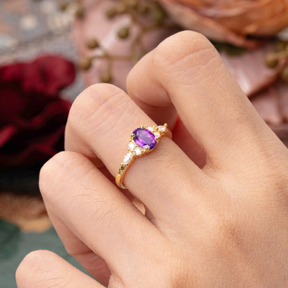 Custom made-Sophisticated 4-Prong Oval Cut Amethyst Engagement Ring(10*8)
