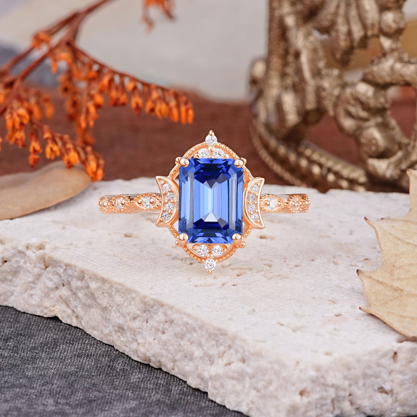 Classic Sparkling Radiant Cut Sapphire Engagement Ring with Vintage Halo