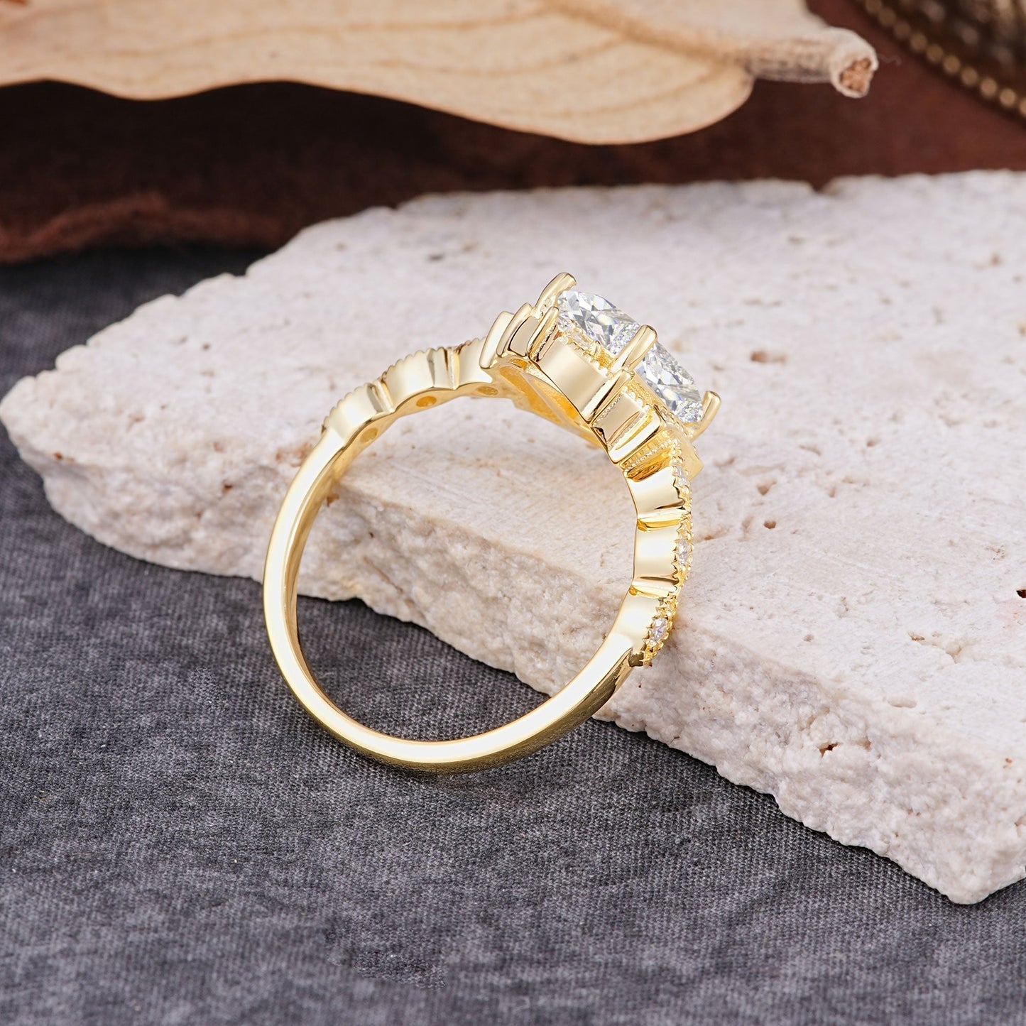 Classic Sparkling Radiant Cut Moissanite Engagement Ring with Vintage Halo
