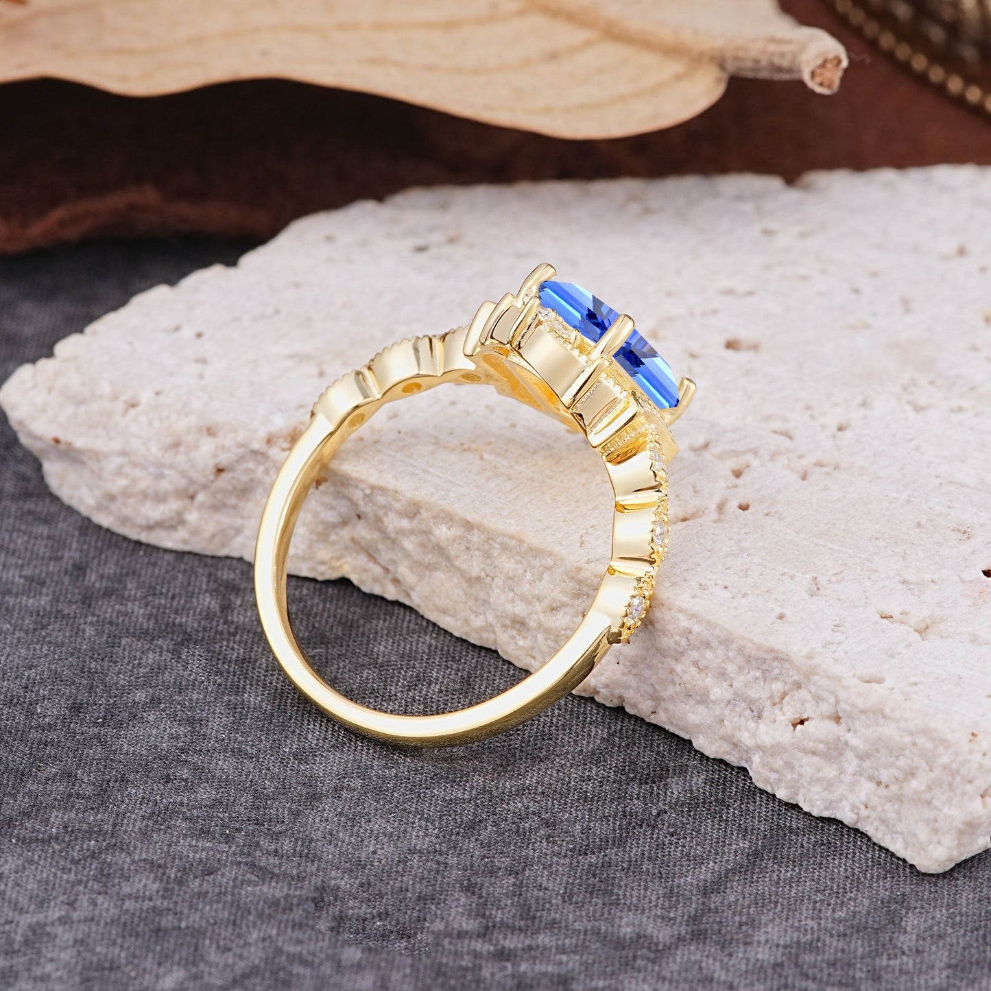 Classic Sparkling Radiant Cut Sapphire Engagement Ring with Vintage Halo