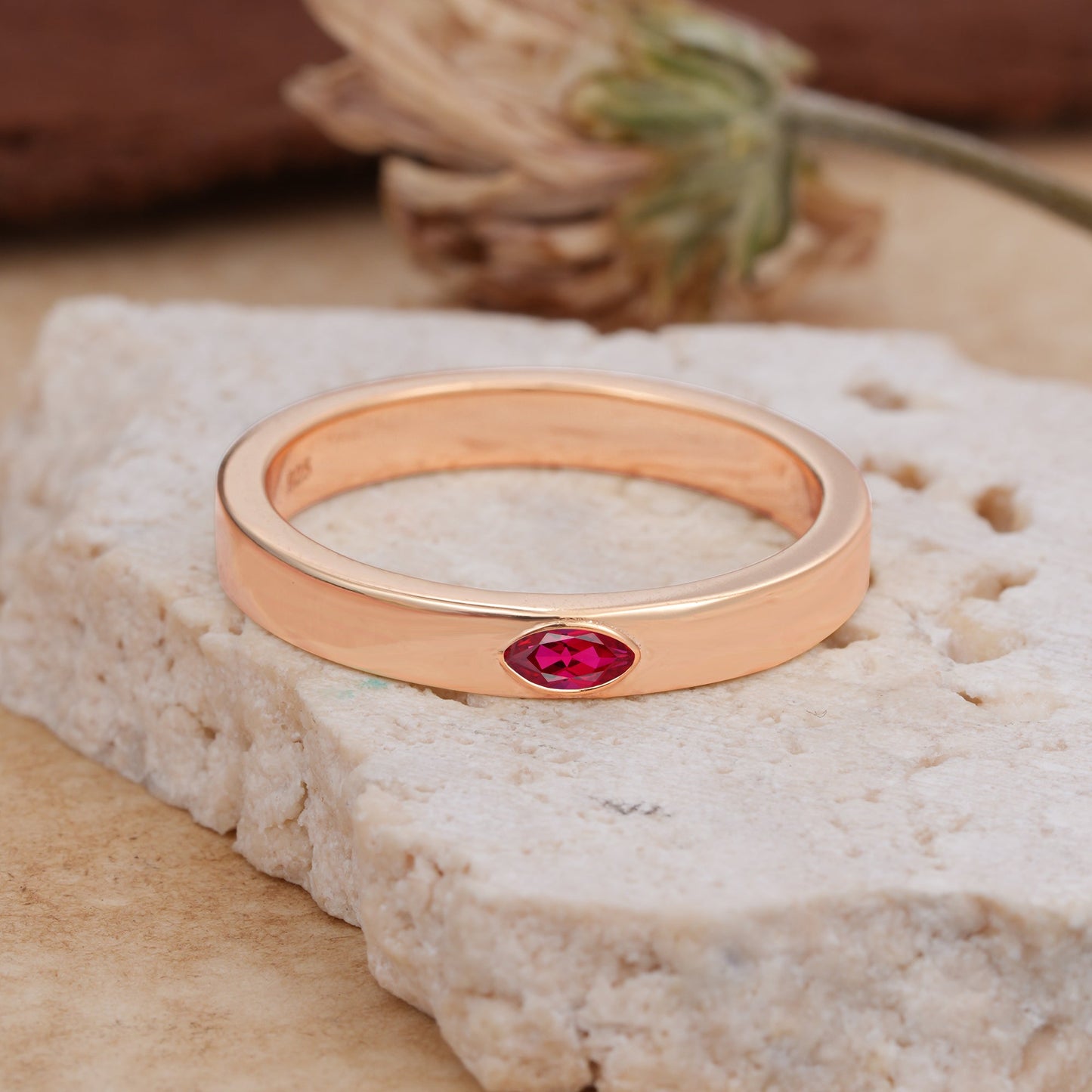 Iuxurious Oval Cut Ruby Wedding Band