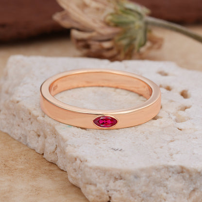 Iuxurious Oval Cut Ruby Wedding Band