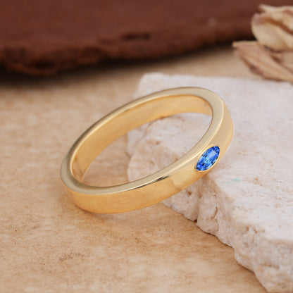 Iuxurious Oval Cut Sapphire Wedding Band