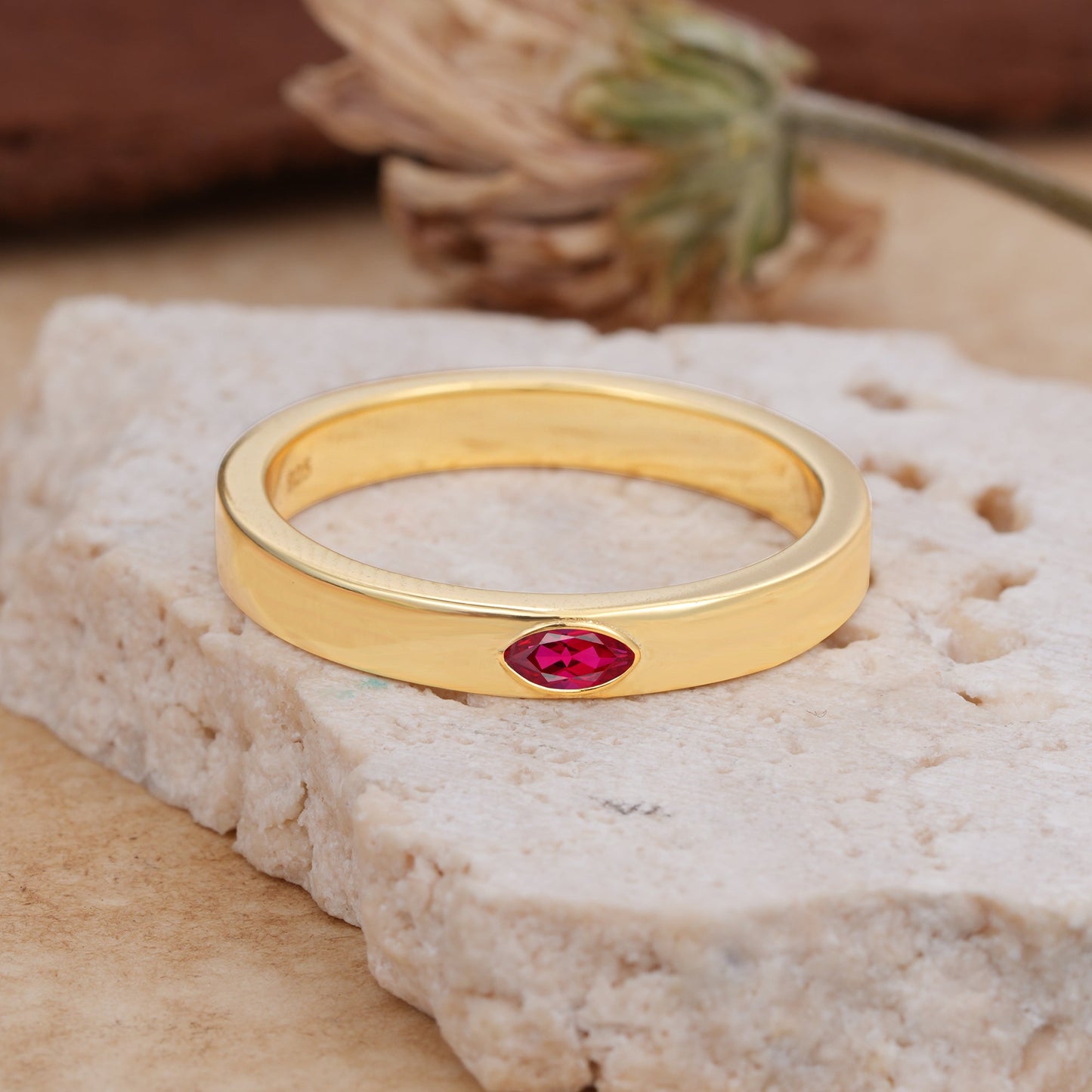 Iuxurious Oval Cut Ruby Wedding Band