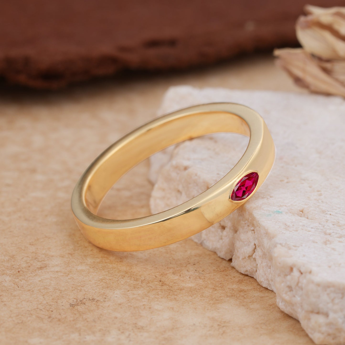 Iuxurious Oval Cut Ruby Wedding Band