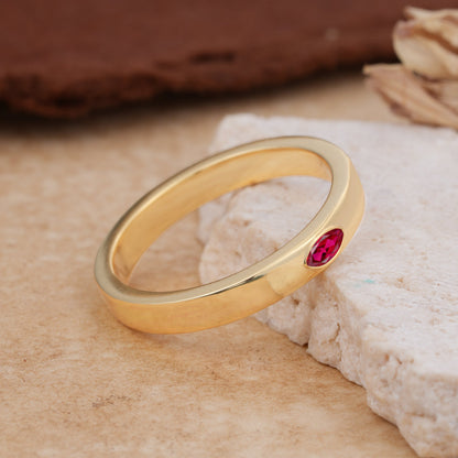 Iuxurious Oval Cut Ruby Wedding Band