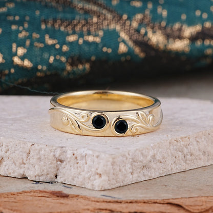 Classic Style Bezel  Set Round - Cut Natural Black Onyx Men's Ring