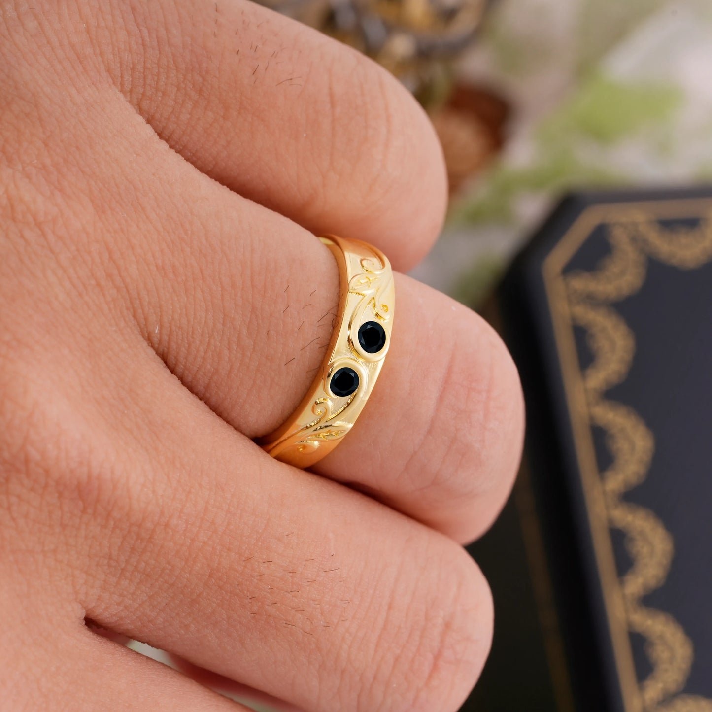Classic Style Bezel  Set Round - Cut Natural Black Onyx Men's Ring