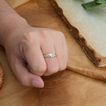Unique 4 Prong Men's Lab Diamond Wedding Ring with Vine Design