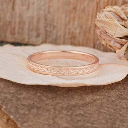 Vintage Wheat Braided Men Wedding Band Plain Band for Him