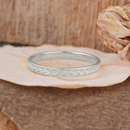 Vintage Wheat Braided Men Wedding Band Plain Band for Him