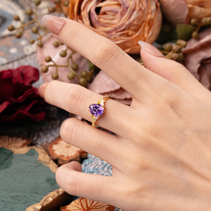 Elegant  Luxurious 5 prong Pear-Cut Natural Amethyst Wedding Band
