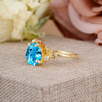 Elegant & Luxurious 5 prong Pear-Cut Aquamarine Wedding Band