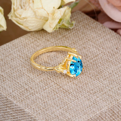 Elegant & Luxurious 5 prong Pear-Cut Aquamarine Wedding Band