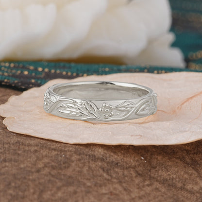 Vintage Starburst Engraved Men Wedding Band Plain Band for Him