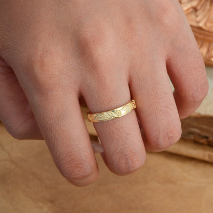 Vintage Starburst Engraved Men Wedding Band Plain Band for Him