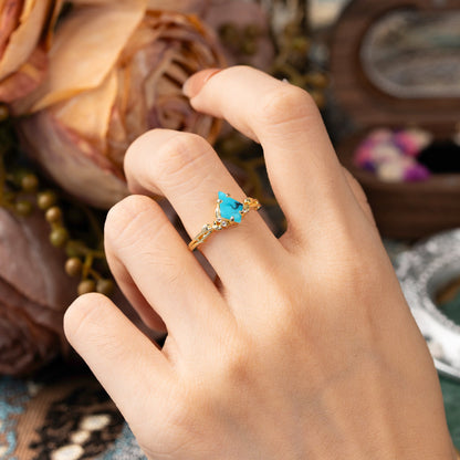 Nature-Inspired Kite Cut Turquoise Engagement Ring