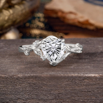 Nature-Inspired 3-Prong Heart-Shaped Lab Diamond Engagement Ring