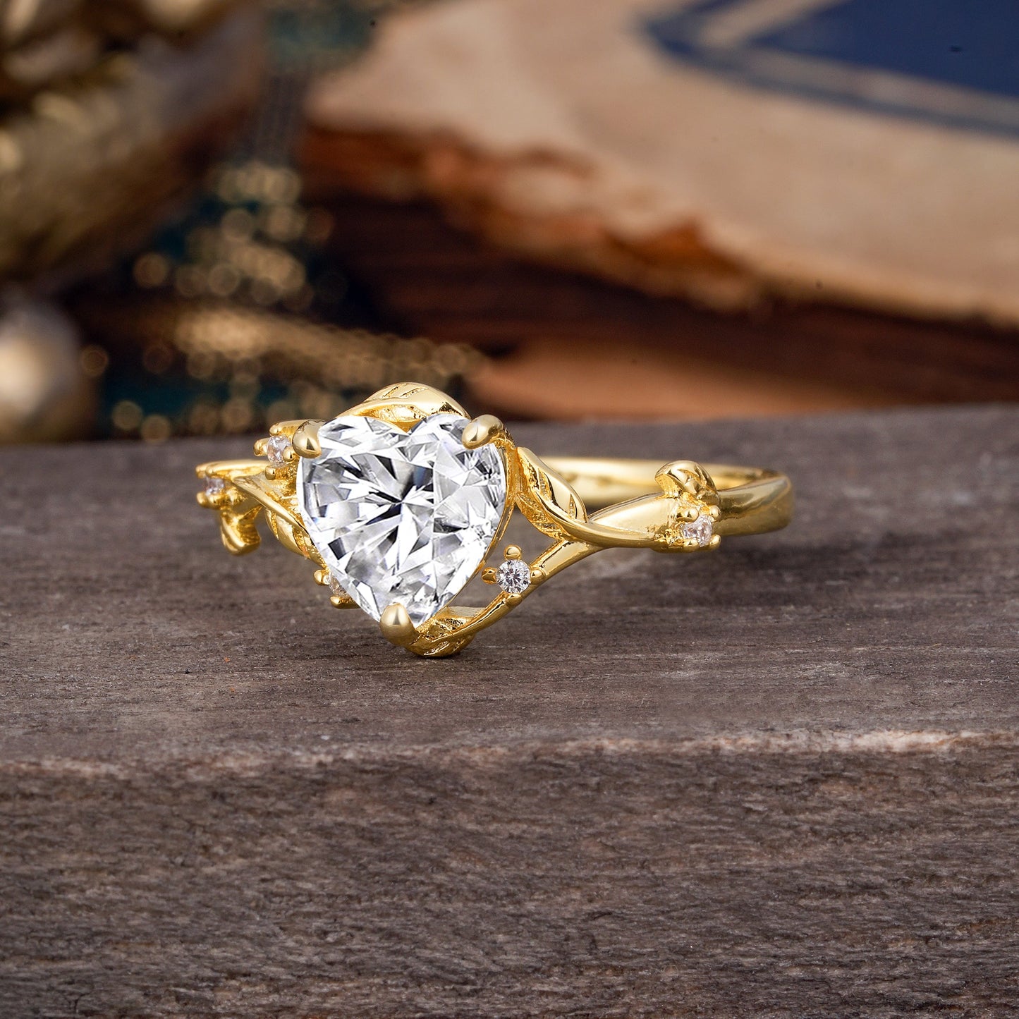 Nature-Inspired 3-Prong Heart-Shaped Lab Diamond Engagement Ring