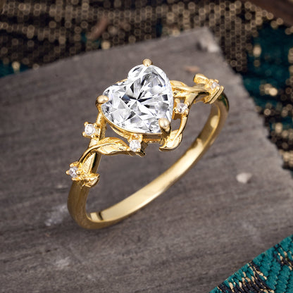 Nature-Inspired 3-Prong Heart-Shaped Lab Diamond Engagement Ring