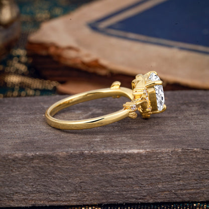 Nature-Inspired 3-Prong Heart-Shaped Lab Diamond Engagement Ring