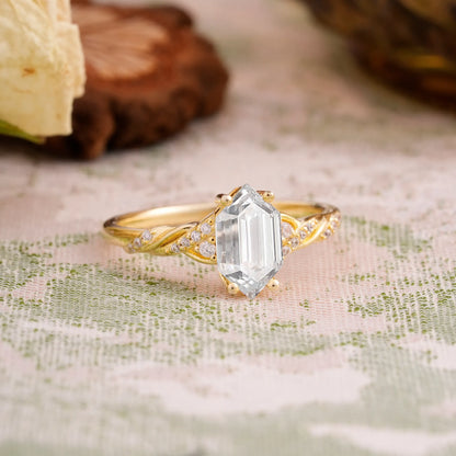 Classic 4-Prong Hexagonal-Cut Moissanite Engagement Ring