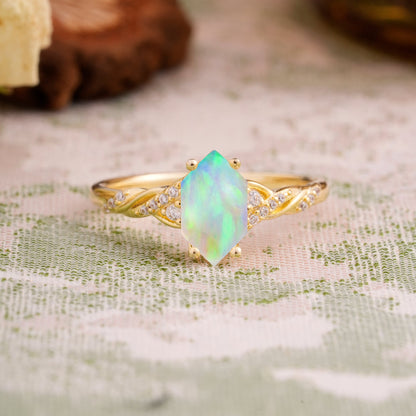Classic 4-Prong Hexagonal-Cut Opal Engagement Ring