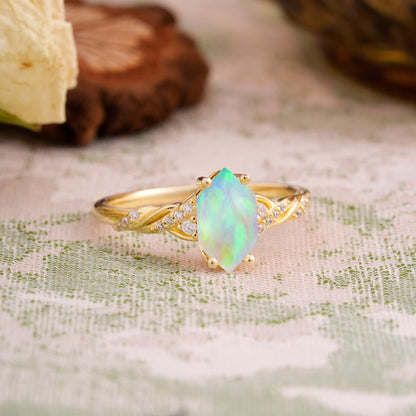 Classic 4-Prong Hexagonal-Cut Opal Engagement Ring