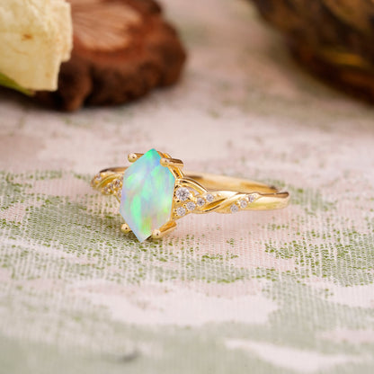 Classic 4-Prong Hexagonal-Cut Opal Engagement Ring