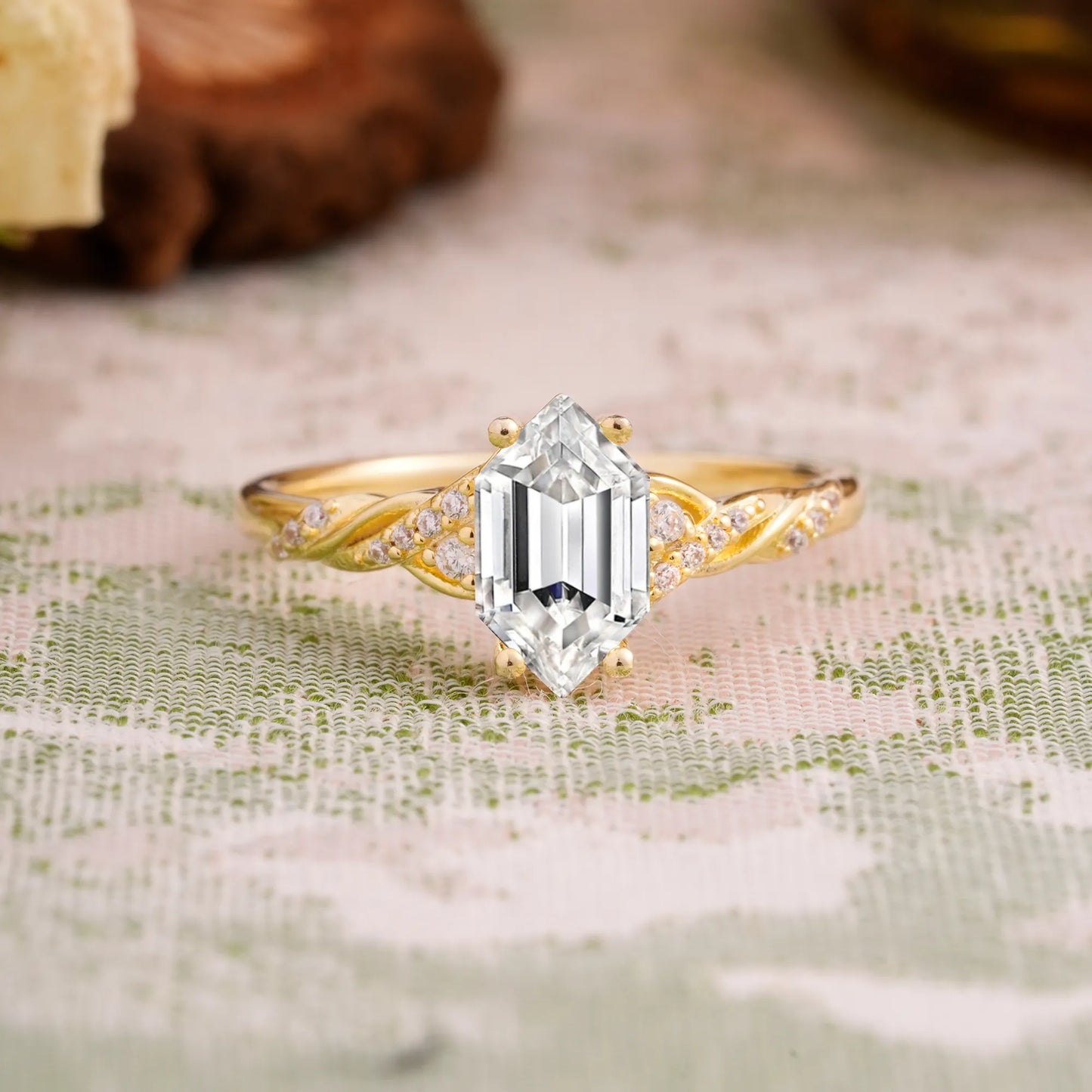 Classic 4-Prong Hexagonal-Cut Lab Diamond Engagement Ring