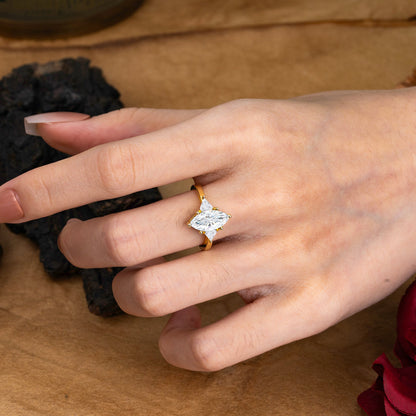 6 Prong Marquise Cut Three Stone Lab Diamond Engagement Ring Anniversary Gift for Women