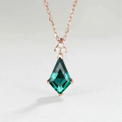 Simple Kite Cut Emerald Moissanite Pendant