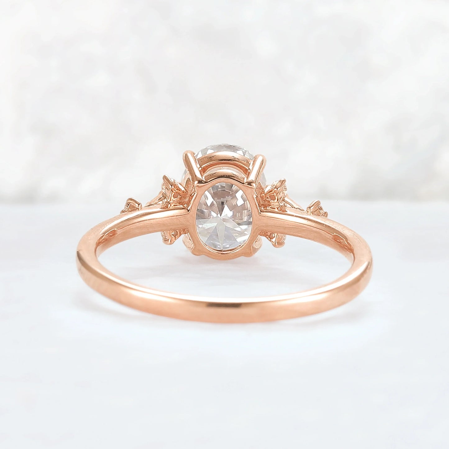 Simple Oval Cut Moissanite Cluster Gemstone Ring