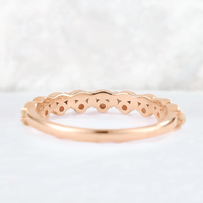 Straight Round Cut Opal and moissanite Half Eternity Stacking Ring