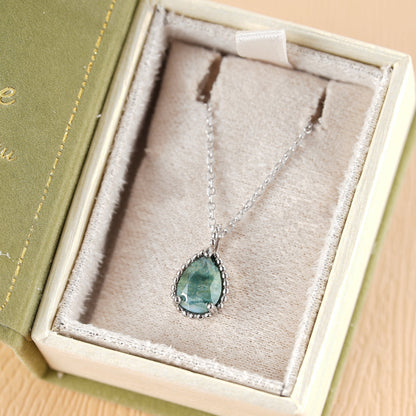Timeless Pear Cut Moss Agate Pendant