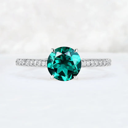 Timeless Round Cut Emerald Half Enternity Gemstone Ring