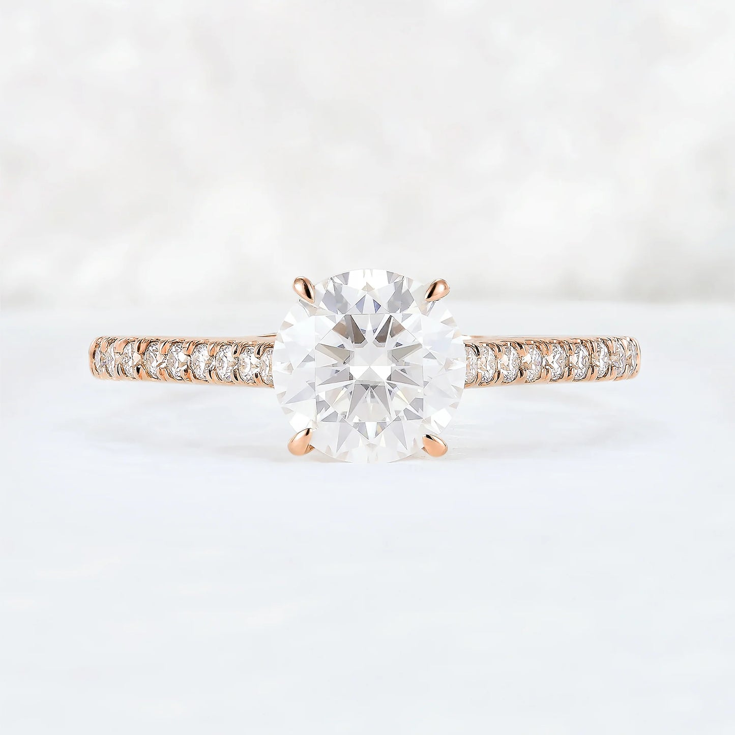 Timeless Round Cut Moissanite Half Enternity Gemstone Ring