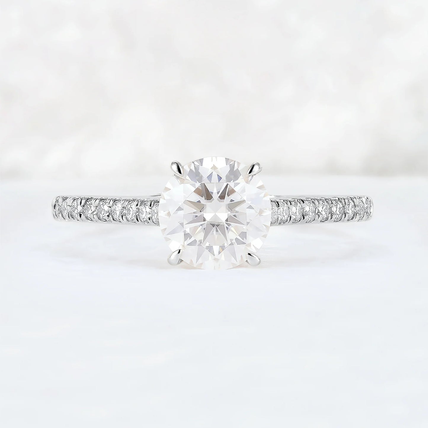 Timeless Round Cut Moissanite Half Enternity Gemstone Ring
