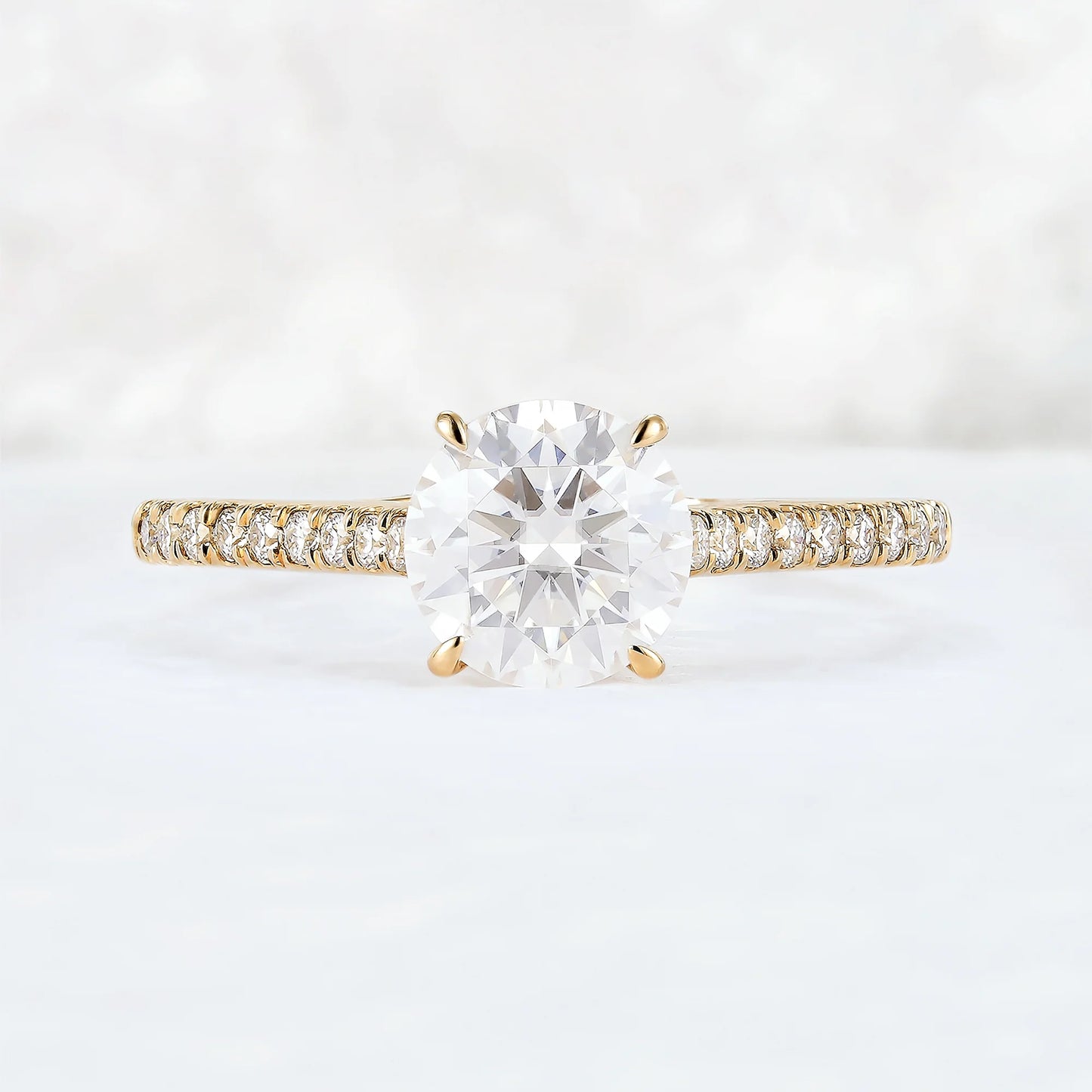 Timeless Round Cut Moissanite Half Enternity Gemstone Ring