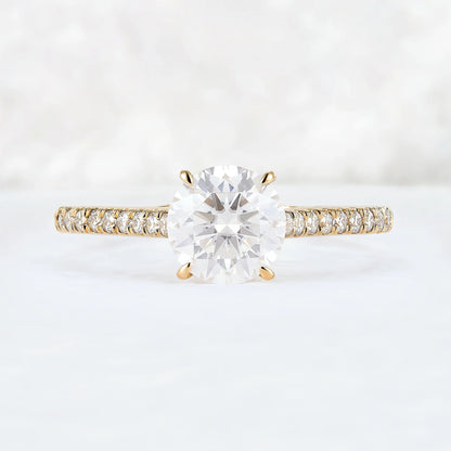 Timeless Round Cut Moissanite Half Enternity Gemstone Ring