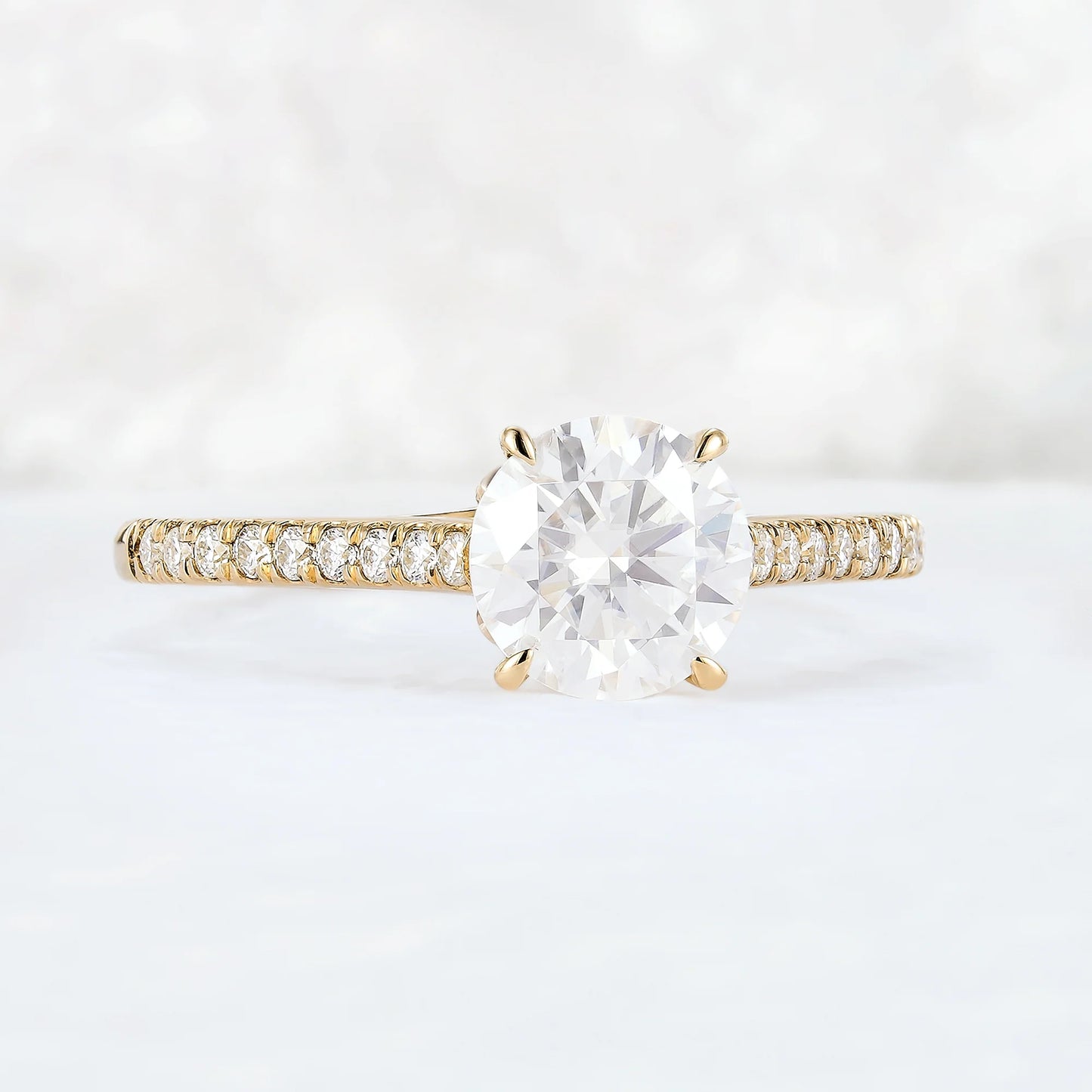 Timeless Round Cut Moissanite Half Enternity Gemstone Ring